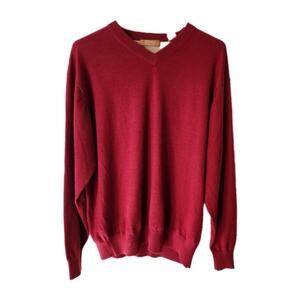 Sojrn Burgundy 100% Cashmere Knit V-Neck Long Sleeve Sweater Men's size XL